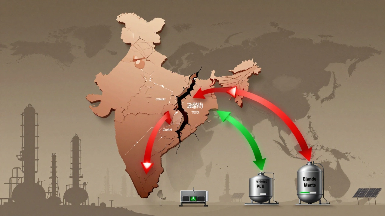 Map of India showing chemical import routes from global suppliers and emerging local production hubs.