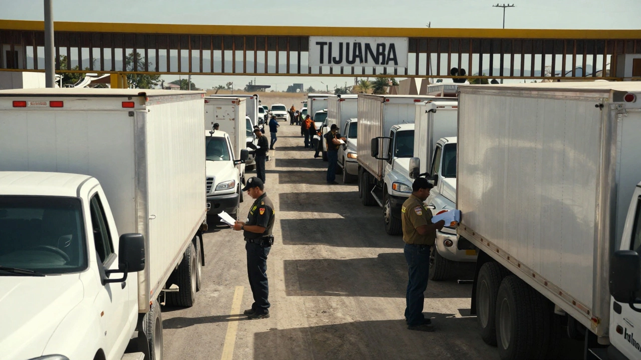 Trucks delayed at Mexico-US border with customs inspection