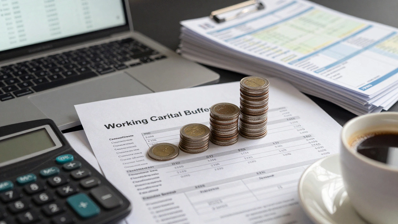 Close up of financial documents and calculator for manufacturing budget planning