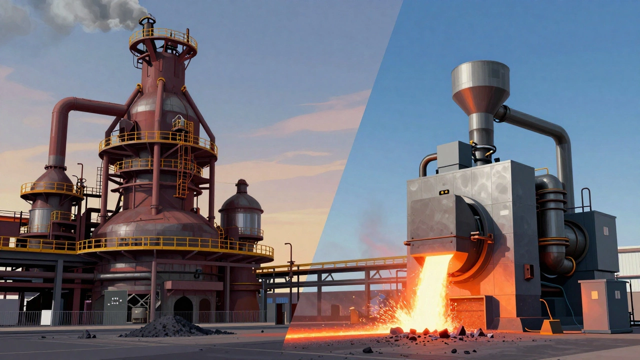 Comparison of traditional blast furnace vs electric arc furnace steel production