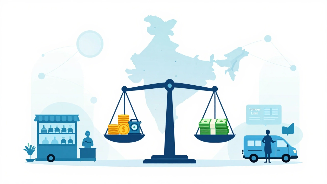 Illustration of business scales balancing investment and turnover limits