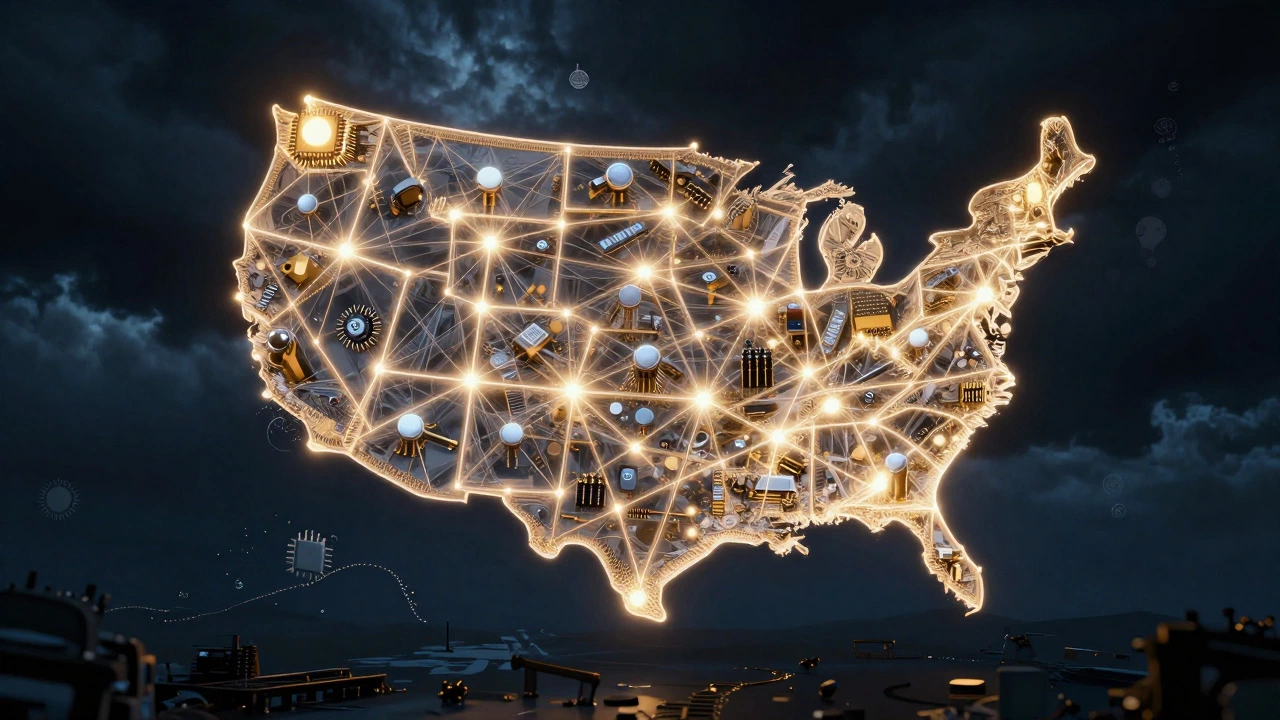 Glowing US map network symbolizing supply chain resilience
