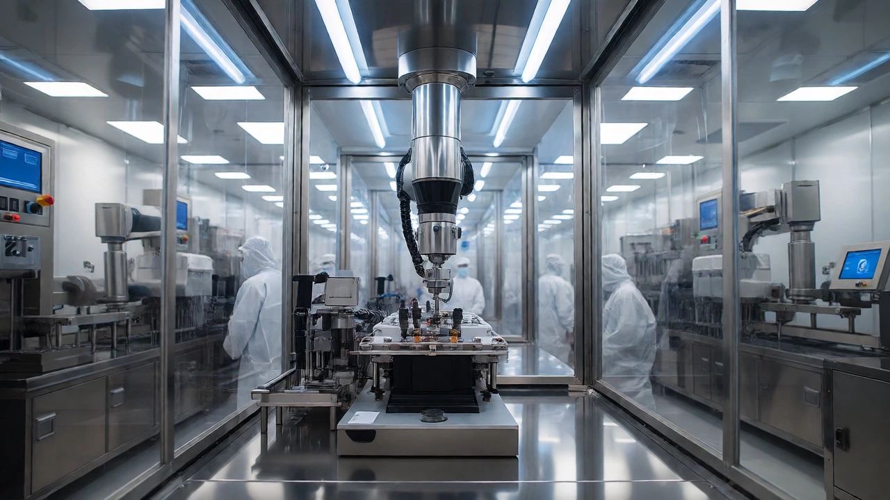 Robotic assembly of inhalers in a sterile cleanroom facility